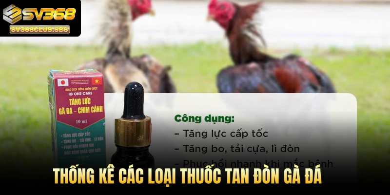 SV368 thống kê các loại thuốc tan đòn gà đá